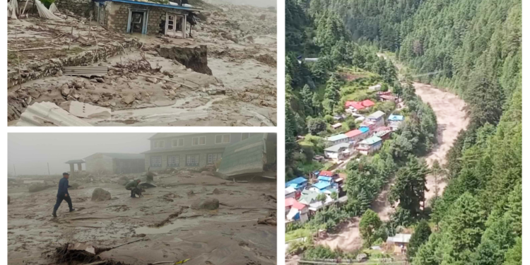 Dudhkoshi flood sweeps away dozen houses, hotels, school, and clinic in Solukhumbu